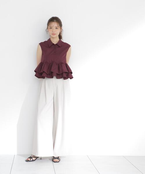 PROPORTION BODY DRESSING(プロポーションボディドレッシング)の「<a>フリルヘムブラウス / 1216219700(シャツ/ブラウス・レディース・ブラック/ボルドー/ブラウン系その他・FREE)」の4枚目の写真