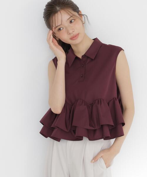 PROPORTION BODY DRESSING(プロポーションボディドレッシング)の「<a>フリルヘムブラウス / 1216219700(シャツ/ブラウス・レディース・ブラック/ボルドー/ブラウン系その他・FREE)」の5枚目の写真