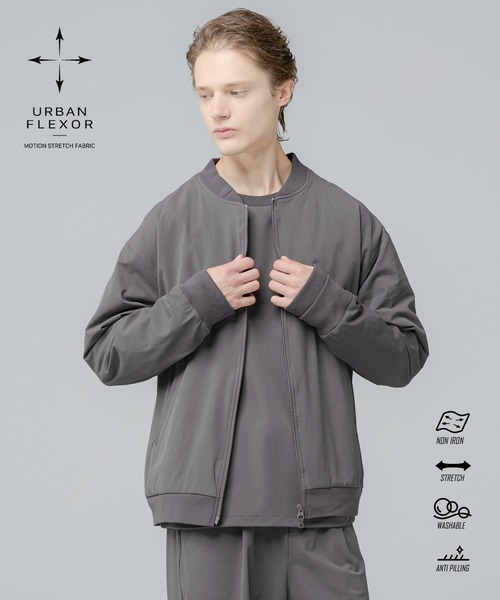 SPU(スプ)の「【セットアップ対応】 多機能素材ナイロン【URBAN FLEXOR】【防しわ、ストレッチ、ウォッシャブル、抗ピリング】 Essential MA-1 Nylon Blouson(MA-1・メンズ・チャコール/グレイッシュベージュ/ネイビー/ブラック・L/S/XL/M)」の3枚目の写真