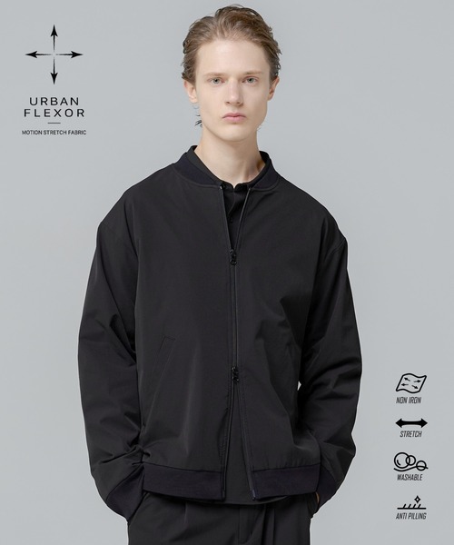 SPU(スプ)の「【セットアップ対応】 多機能素材ナイロン【URBAN FLEXOR】【防しわ、ストレッチ、ウォッシャブル、抗ピリング】 Essential MA-1 Nylon Blouson(MA-1・メンズ・チャコール/グレイッシュベージュ/ネイビー/ブラック・L/S/XL/M)」の1枚目の写真