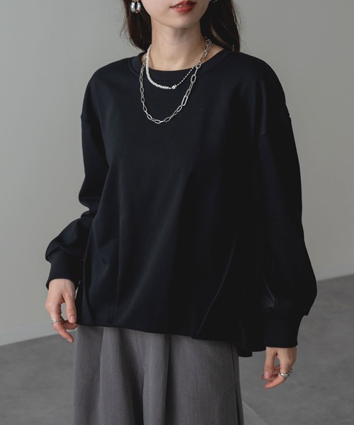 ANNA LUNA(アンナルナ)の「【ANNA LUNA】裾バルーン デザインの 裏毛 プルオーバー(Tシャツ/カットソー・レディース・ブラック/グレー・MEDIUM)」の2枚目の写真