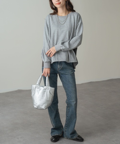 ANNA LUNA(アンナルナ)の「【ANNA LUNA】裾バルーン デザインの 裏毛 プルオーバー(Tシャツ/カットソー・レディース・ブラック/グレー・MEDIUM)」の3枚目の写真
