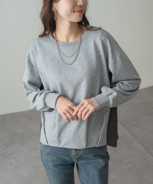 ANNA LUNA(アンナルナ)の「【ANNA LUNA】裾バルーン デザインの 裏毛 プルオーバー(Tシャツ/カットソー・レディース・ブラック/グレー・MEDIUM)」の14枚目の写真
