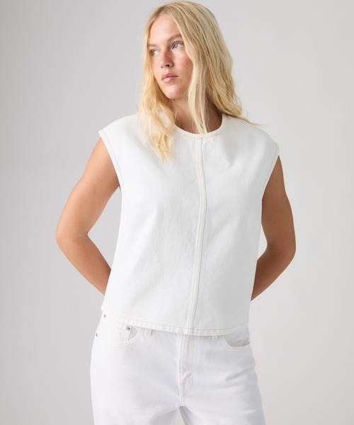 Levi's(リーバイス)の「Levi's/リーバイス デニムTシャツ(Tシャツ/カットソー・レディース・ホワイト・M/S/XS)」の1枚目の写真
