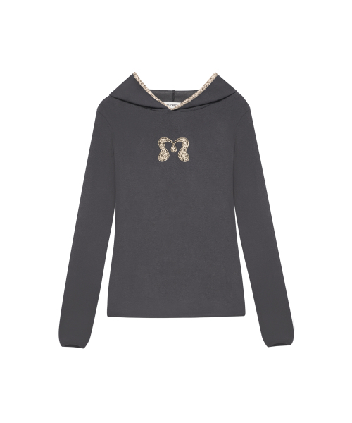 MIRECO(ミレコ)の「FLOWER PATCH HOODIE LONG SLEEVE CHARCOAL(Tシャツ/カットソー・レディース・その他・FREE)」の4枚目の写真