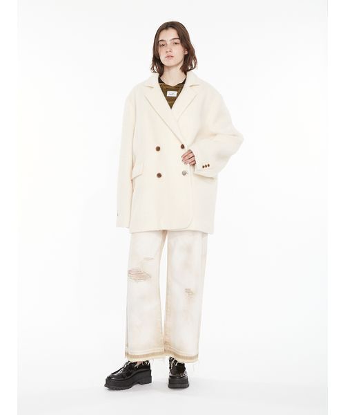 SORIN（ソリン　）の「Shaggy Ribbon Coat / シャギーリボンコート（ノーカラージャケット・レディース・オフホワイト/カーキ/ダークグレー・38/36）」の6枚目の写真