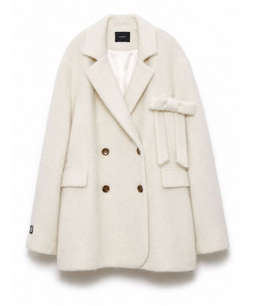 SORIN（ソリン　）の「Shaggy Ribbon Coat / シャギーリボンコート（ノーカラージャケット・レディース・オフホワイト/カーキ/ダークグレー・38/36）」の9枚目の写真