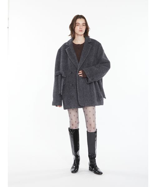 SORIN（ソリン　）の「Shaggy Ribbon Coat / シャギーリボンコート（ノーカラージャケット・レディース・オフホワイト/カーキ/ダークグレー・38/36）」の11枚目の写真