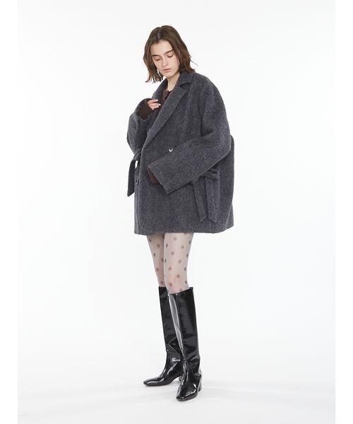 SORIN（ソリン　）の「Shaggy Ribbon Coat / シャギーリボンコート（ノーカラージャケット・レディース・オフホワイト/カーキ/ダークグレー・38/36）」の13枚目の写真