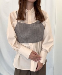 チェックビスチェsetベーシックシャツ