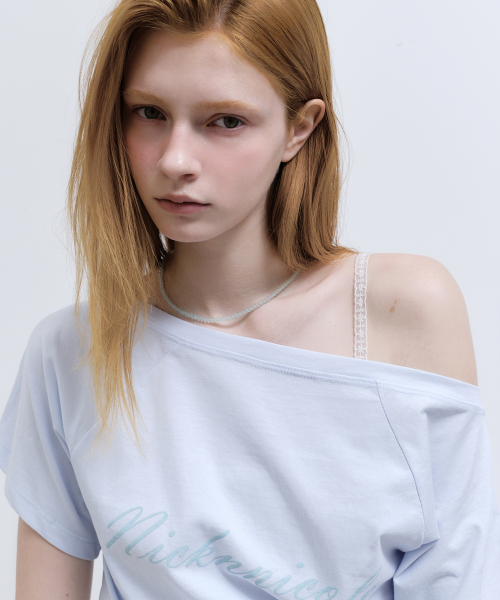 NICK&NICOLE(ニックアンドニコール)の「RAGLAN LETTERING TOP_SKY BLUE(Tシャツ/カットソー・レディース・その他・FREE)」の2枚目の写真