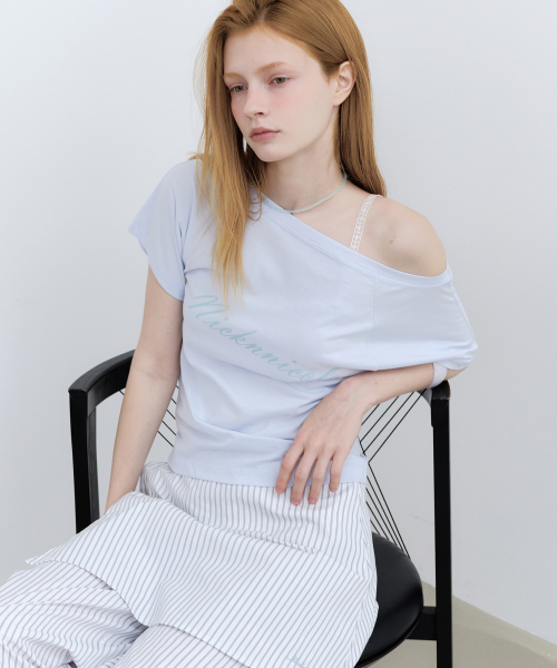 NICK&NICOLE(ニックアンドニコール)の「RAGLAN LETTERING TOP_SKY BLUE(Tシャツ/カットソー・レディース・その他・FREE)」の3枚目の写真