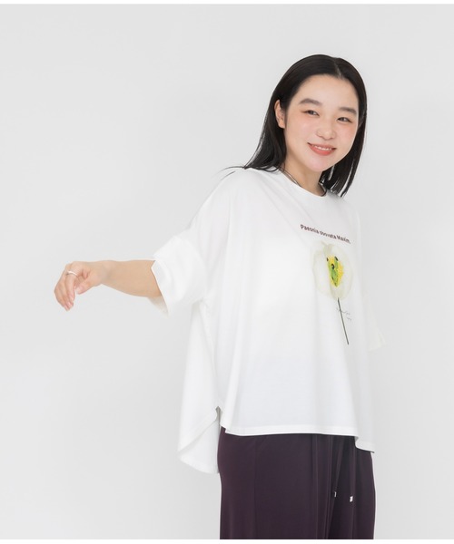 meeny miny(ミーニーマイニー)の「【京都府立植物園】ベニバナヤマシャクヤクTシャツ(Tシャツ/カットソー・レディース・ホワイト/ブラック・MEDIUM)」の3枚目の写真