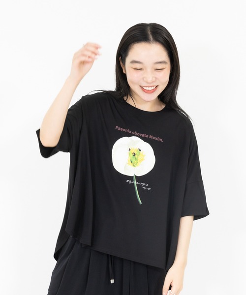 meeny miny(ミーニーマイニー)の「【京都府立植物園】ベニバナヤマシャクヤクTシャツ(Tシャツ/カットソー・レディース・ホワイト/ブラック・MEDIUM)」の17枚目の写真