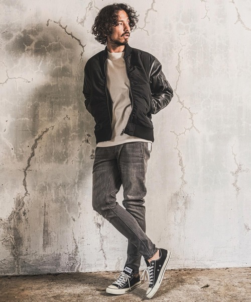 wjk reluxe(ダブルジェーケーリラックス)の「mj11772- Padded Synthetic Leather Combo MA-1 中綿MA-1ジャケット(WR26W-02)(MA-1・メンズ・オリーブ/ブラック/ネイビー・L/M/S)」の9枚目の写真