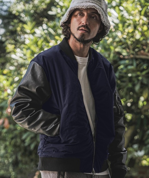 wjk reluxe(ダブルジェーケーリラックス)の「mj11772- Padded Synthetic Leather Combo MA-1 中綿MA-1ジャケット(WR26W-02)(MA-1・メンズ・オリーブ/ブラック/ネイビー・L/M/S)」の17枚目の写真