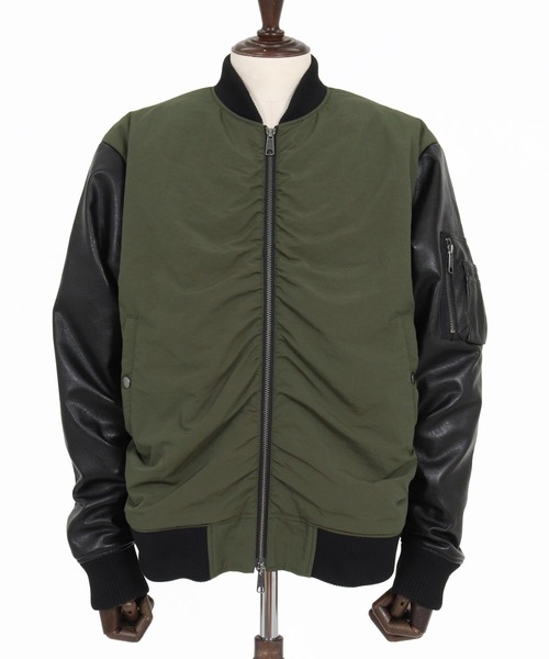 wjk reluxe(ダブルジェーケーリラックス)の「mj11772- Padded Synthetic Leather Combo MA-1 中綿MA-1ジャケット(WR26W-02)(MA-1・メンズ・オリーブ/ブラック/ネイビー・L/M/S)」の22枚目の写真