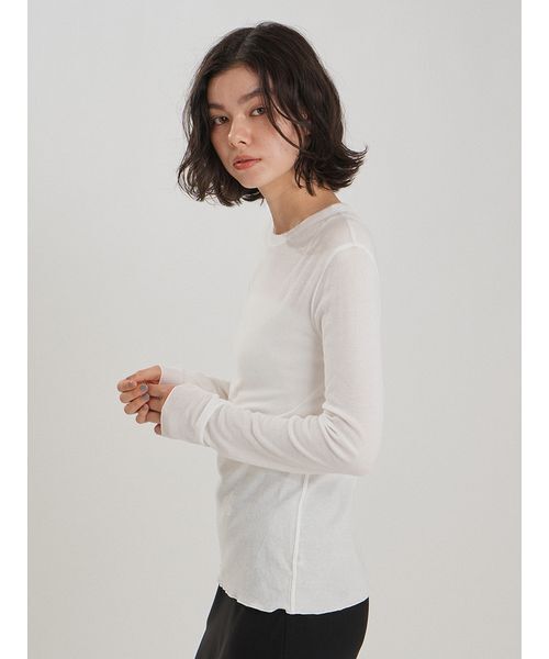Mila Owen(ミラオーウェン)の「強撚シアーフライスロングTシャツ(Tシャツ/カットソー・レディース・ベージュ/グレー/ホワイト/ブラック・F)」の17枚目の写真
