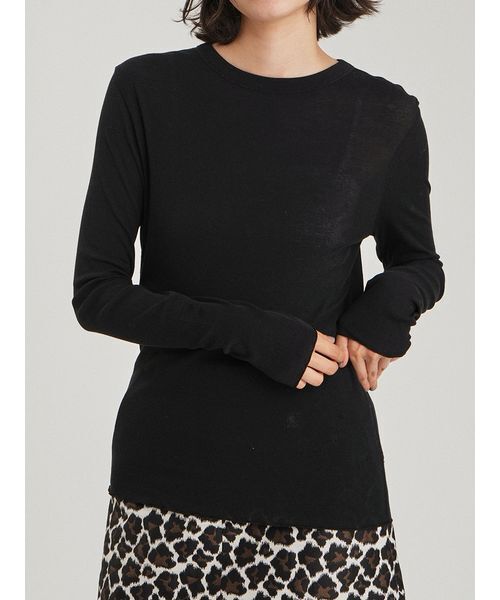 Mila Owen(ミラオーウェン)の「強撚シアーフライスロングTシャツ(Tシャツ/カットソー・レディース・ベージュ/グレー/ホワイト/ブラック・F)」の21枚目の写真