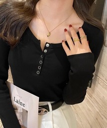 【サイズ展開あり】ヘンリーネック長袖ロンT/リブロンT
