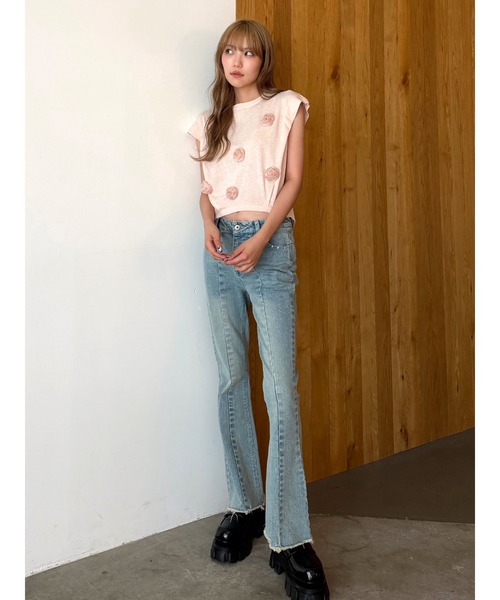 CALNAMUR(カルナムール)の「3Dローズトップス(Tシャツ/カットソー・レディース・イエロー/ホワイト/ピンク・FREE)」の9枚目の写真
