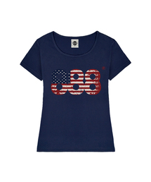 USA NUMBER.888 レディース Uネックスリムフィット半袖Tシャツ 6 COLORS
