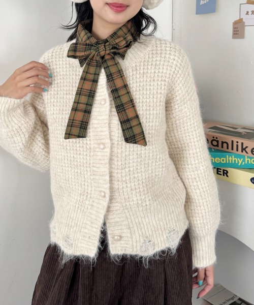 SOLLON.(ソルロン)の「クラウドニットワッフルカーディガン(カーディガン/ボレロ・レディース・アイボリー/パープル/ライトブルー・FREE)」の14枚目の写真