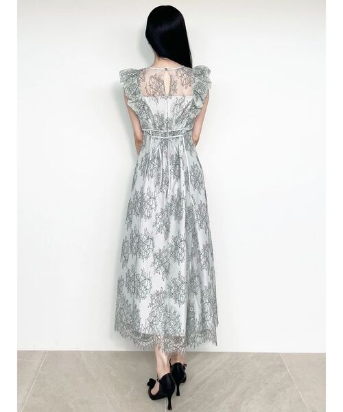 MERCURYDUO（マーキュリーデュオ）の「レースラッフルフレアワンピース（ドレス・レディース・チャコールグレー/ミント・SMALL/MEDIUM）」の7枚目の写真