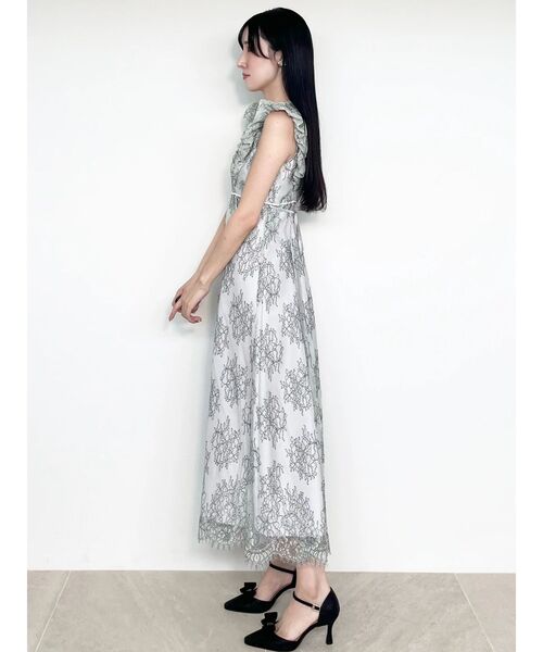 MERCURYDUO（マーキュリーデュオ）の「レースラッフルフレアワンピース（ドレス・レディース・チャコールグレー/ミント・SMALL/MEDIUM）」の8枚目の写真