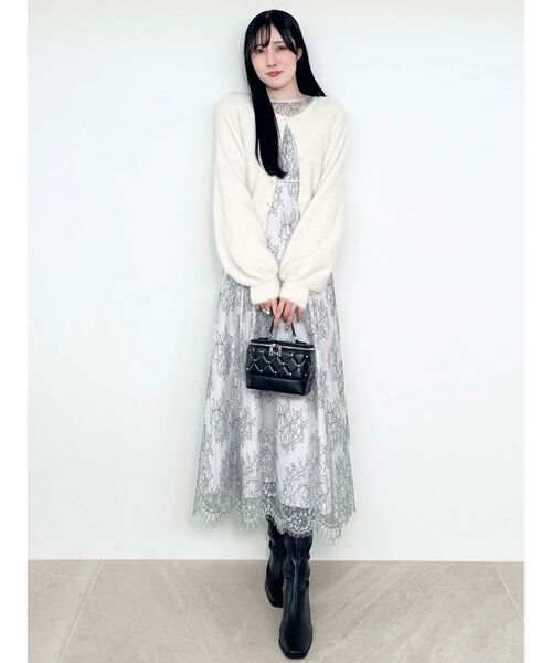 MERCURYDUO（マーキュリーデュオ）の「レースラッフルフレアワンピース（ドレス・レディース・チャコールグレー/ミント・SMALL/MEDIUM）」の10枚目の写真