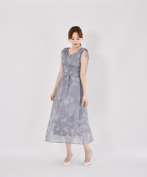 tocco closet（トッコ　クローゼット）の「リボン付きドロスト星座柄マキシワンピース（ワンピース・レディース・チャコールグレー/アイボリー・M）」の12枚目の写真