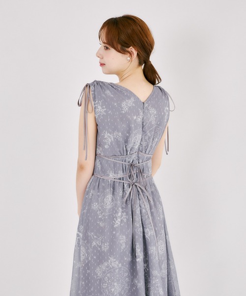 tocco closet（トッコ　クローゼット）の「リボン付きドロスト星座柄マキシワンピース（ワンピース・レディース・チャコールグレー/アイボリー・M）」の20枚目の写真