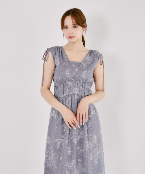 tocco closet（トッコ　クローゼット）の「リボン付きドロスト星座柄マキシワンピース（ワンピース・レディース・チャコールグレー/アイボリー・M）」の15枚目の写真