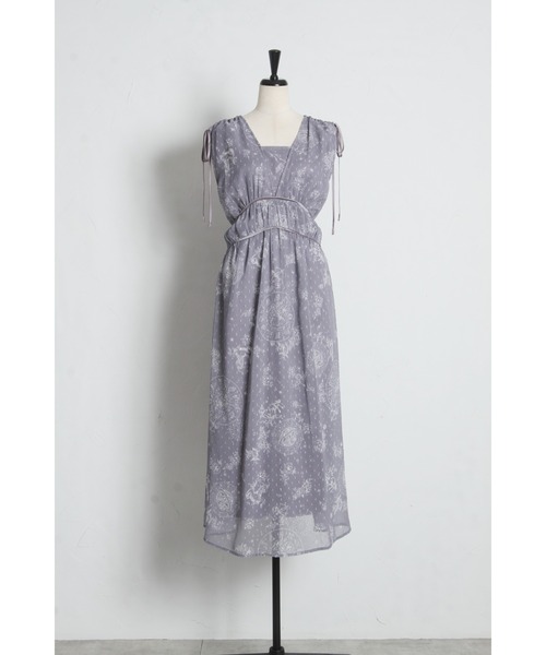 tocco closet（トッコ　クローゼット）の「リボン付きドロスト星座柄マキシワンピース（ワンピース・レディース・チャコールグレー/アイボリー・M）」の22枚目の写真
