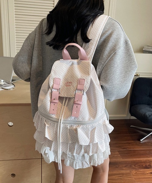 Miniministore(ミニミニストア)の「ドット柄リュックサックフリルバックパック(バックパック/リュック・レディース・ライトグレー/ブラック/オフホワイト・FREE)」の22枚目の写真