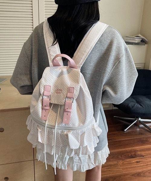 Miniministore(ミニミニストア)の「ドット柄リュックサックフリルバックパック(バックパック/リュック・レディース・ライトグレー/ブラック/オフホワイト・FREE)」の21枚目の写真