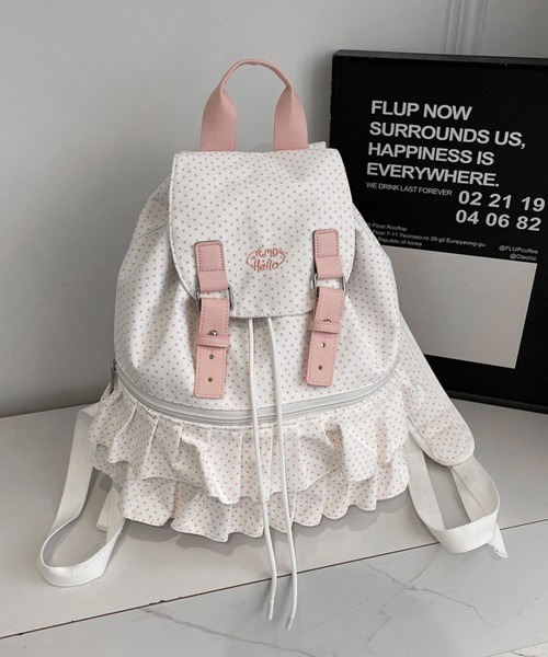 Miniministore(ミニミニストア)の「ドット柄リュックサックフリルバックパック(バックパック/リュック・レディース・ライトグレー/ブラック/オフホワイト・FREE)」の20枚目の写真
