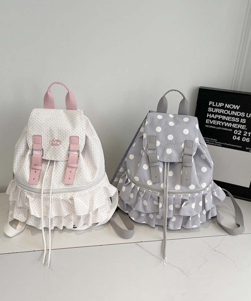 Miniministore(ミニミニストア)の「ドット柄リュックサックフリルバックパック(バックパック/リュック・レディース・ライトグレー/ブラック/オフホワイト・FREE)」の16枚目の写真