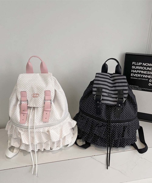 Miniministore(ミニミニストア)の「ドット柄リュックサックフリルバックパック(バックパック/リュック・レディース・ライトグレー/ブラック/オフホワイト・FREE)」の15枚目の写真