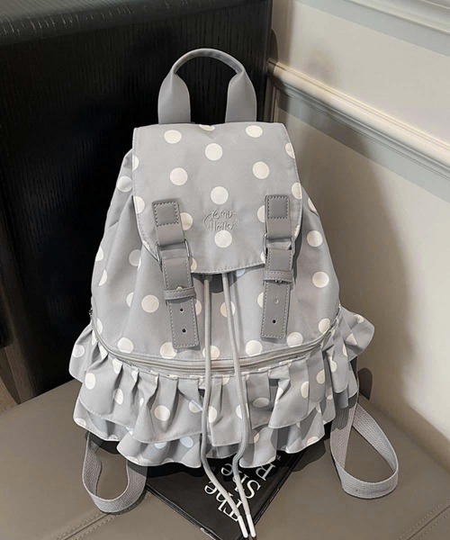 Miniministore(ミニミニストア)の「ドット柄リュックサックフリルバックパック(バックパック/リュック・レディース・ライトグレー/ブラック/オフホワイト・FREE)」の12枚目の写真