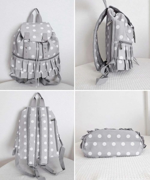 Miniministore(ミニミニストア)の「ドット柄リュックサックフリルバックパック(バックパック/リュック・レディース・ライトグレー/ブラック/オフホワイト・FREE)」の10枚目の写真