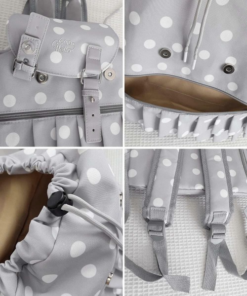 Miniministore(ミニミニストア)の「ドット柄リュックサックフリルバックパック(バックパック/リュック・レディース・ライトグレー/ブラック/オフホワイト・FREE)」の9枚目の写真