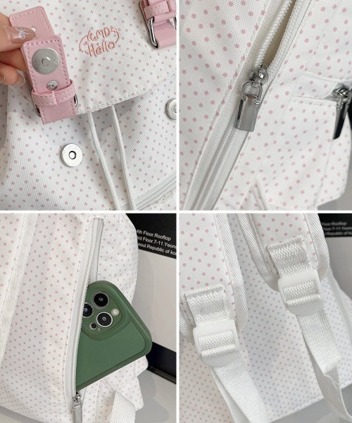 Miniministore(ミニミニストア)の「ドット柄リュックサックフリルバックパック(バックパック/リュック・レディース・ライトグレー/ブラック/オフホワイト・FREE)」の7枚目の写真