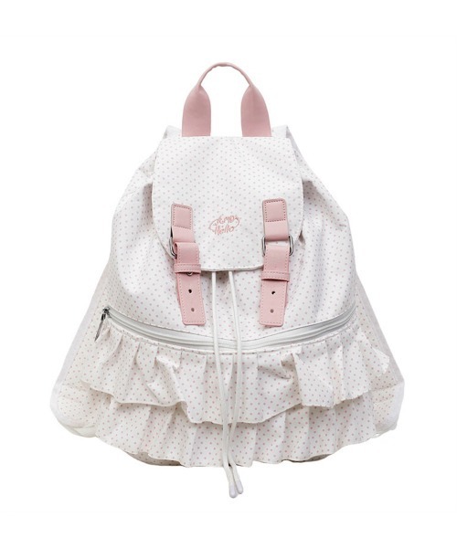 Miniministore(ミニミニストア)の「ドット柄リュックサックフリルバックパック(バックパック/リュック・レディース・ライトグレー/ブラック/オフホワイト・FREE)」の4枚目の写真