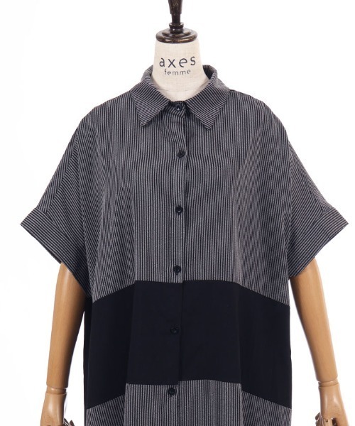 axes femme(アクシーズファム)の「配色ロングシャツワンピース(ワンピース・レディース・グレー/ブルー・FREE)」の13枚目の写真