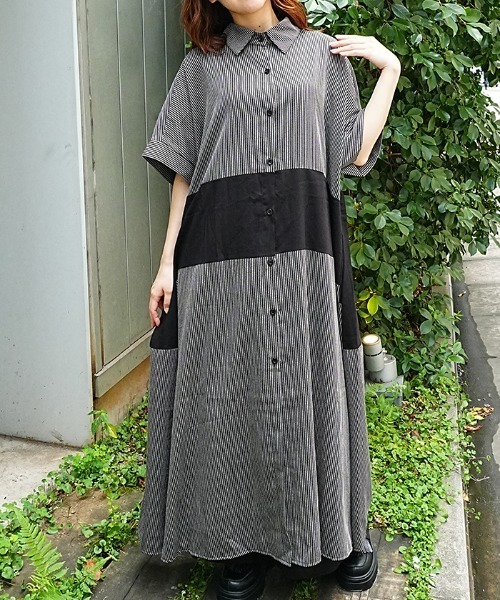 axes femme(アクシーズファム)の「配色ロングシャツワンピース(ワンピース・レディース・グレー/ブルー・FREE)」の19枚目の写真