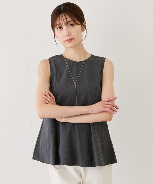 Jayro(ジャイロ)の「コットンノースリーブマチブラウス(シャツ/ブラウス・レディース・ホワイト系その他/チャコールグレー/イエロー系その他・M)」の4枚目の写真