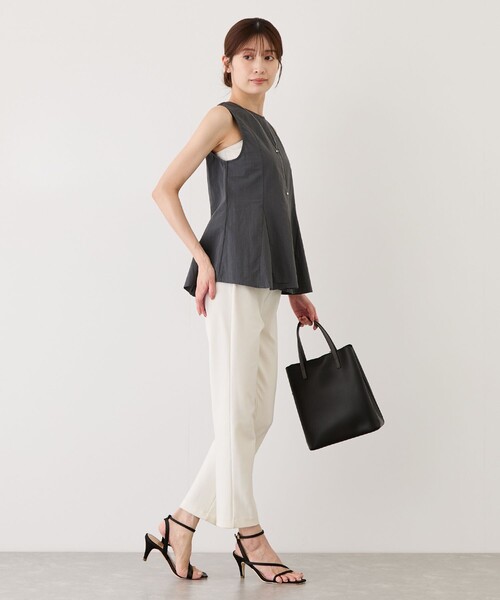Jayro(ジャイロ)の「コットンノースリーブマチブラウス(シャツ/ブラウス・レディース・ホワイト系その他/チャコールグレー/イエロー系その他・M)」の9枚目の写真