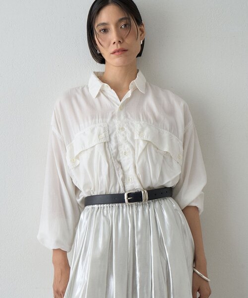 Whim Gazette(ウィムガゼット)の「【KATHARINE HAMNETT】パラシュートシャツ(シャツ/ブラウス・レディース・ブラウン/オフホワイト・FREE)」の1枚目の写真