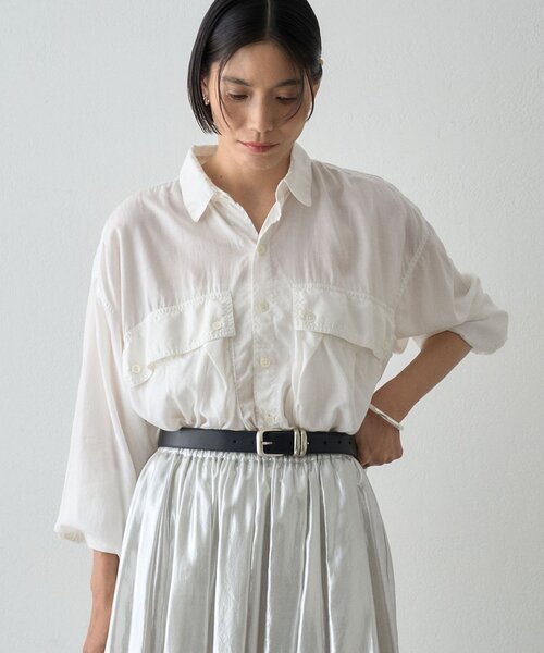 Whim Gazette(ウィムガゼット)の「【KATHARINE HAMNETT】パラシュートシャツ(シャツ/ブラウス・レディース・ブラウン/オフホワイト・FREE)」の5枚目の写真